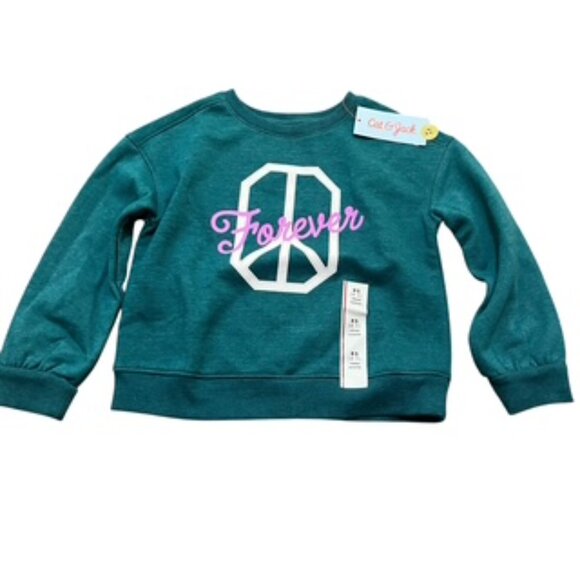 NEW Cat & Jack Forever Peace Sweatshirt Girls Size XSmall (4-5) NWT - Picture 2 of 7